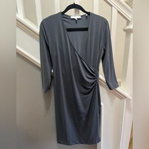 Gray faux wrap dress